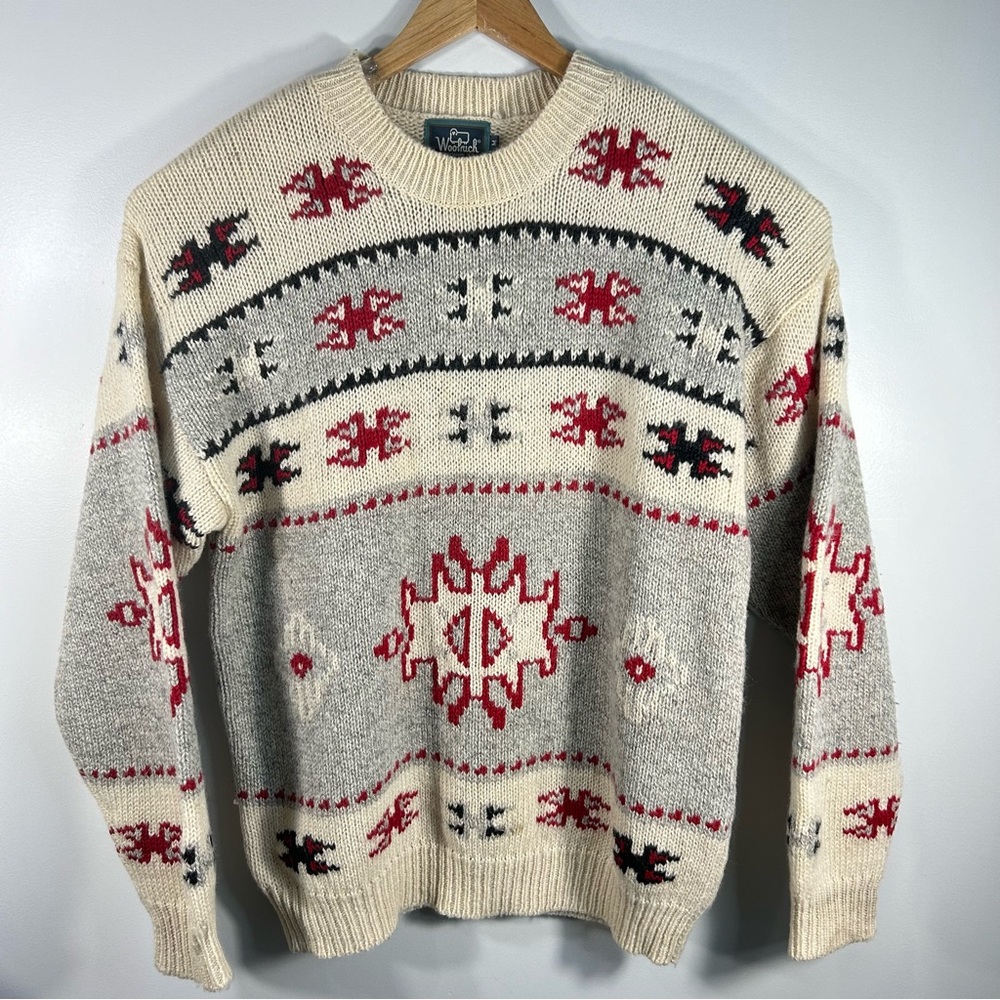 Vintage Woolrich 100% Pure Wool Nordic Sweater Skiing Travel Winter Men’s Medium
